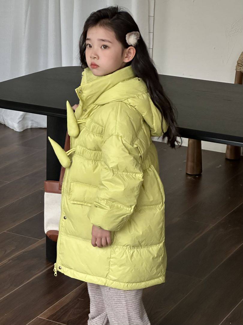 2025新儿童羽绒服白鸭绒加厚女童洋气外套小辣椒连帽中长款羽绒服