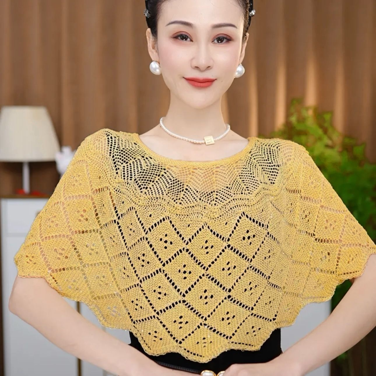 【送胸针】防晒贵妇披肩针织披肩套头时尚新款空调罩衫夏季薄外搭