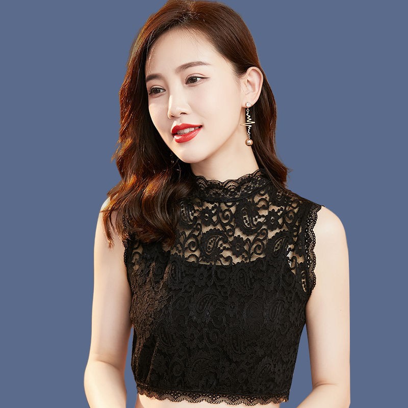 弹力套头蕾丝打底假领子女秋冬搭毛衣装饰花边假衣领百搭黑白色