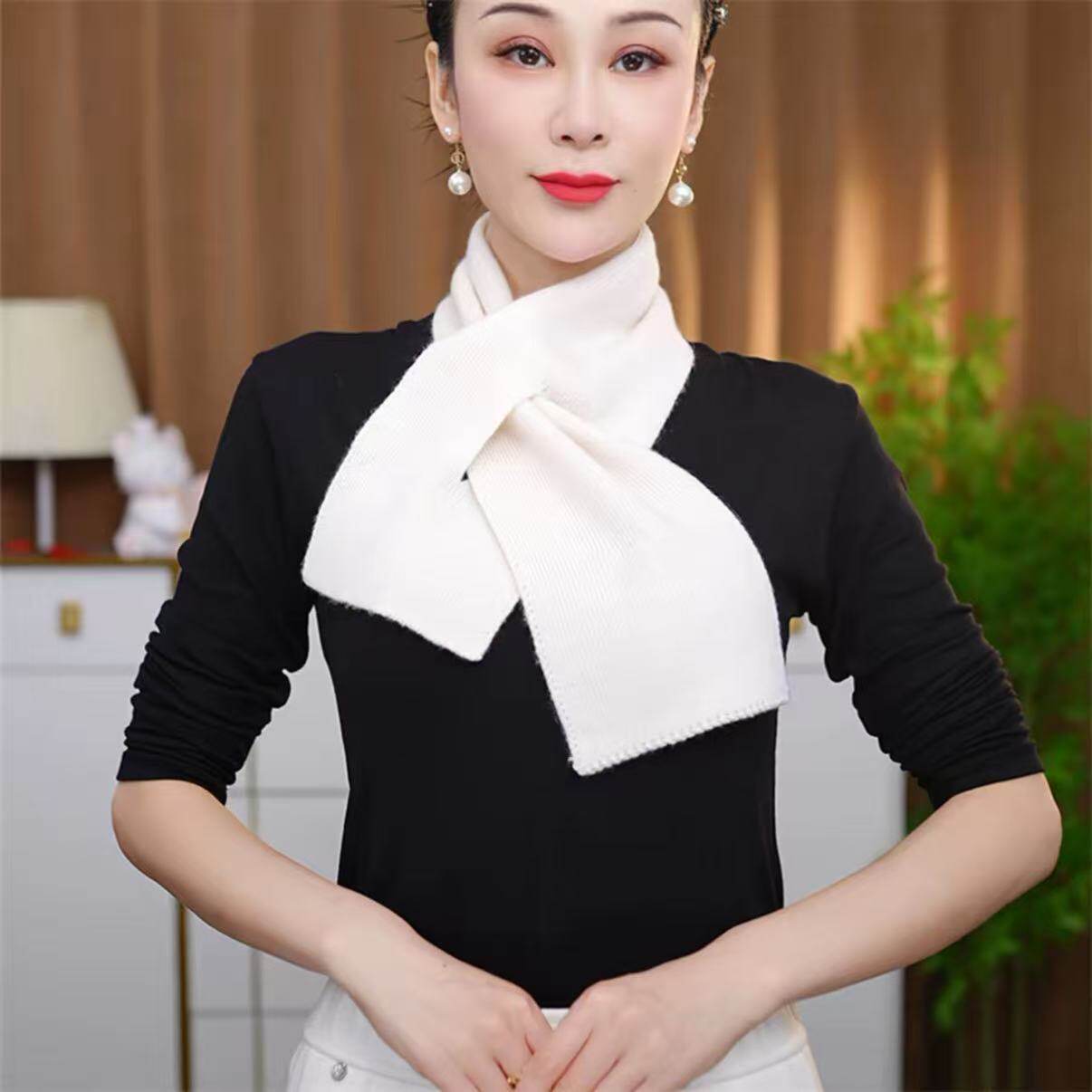 【蝶舞】2025秋冬季新款百搭时尚针织羊毛短款围领纯色围巾