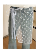 feytiy叠搭蕾丝系带纱裙个性 甜酷新款 外搭半身裙fever屁帘子裙帘