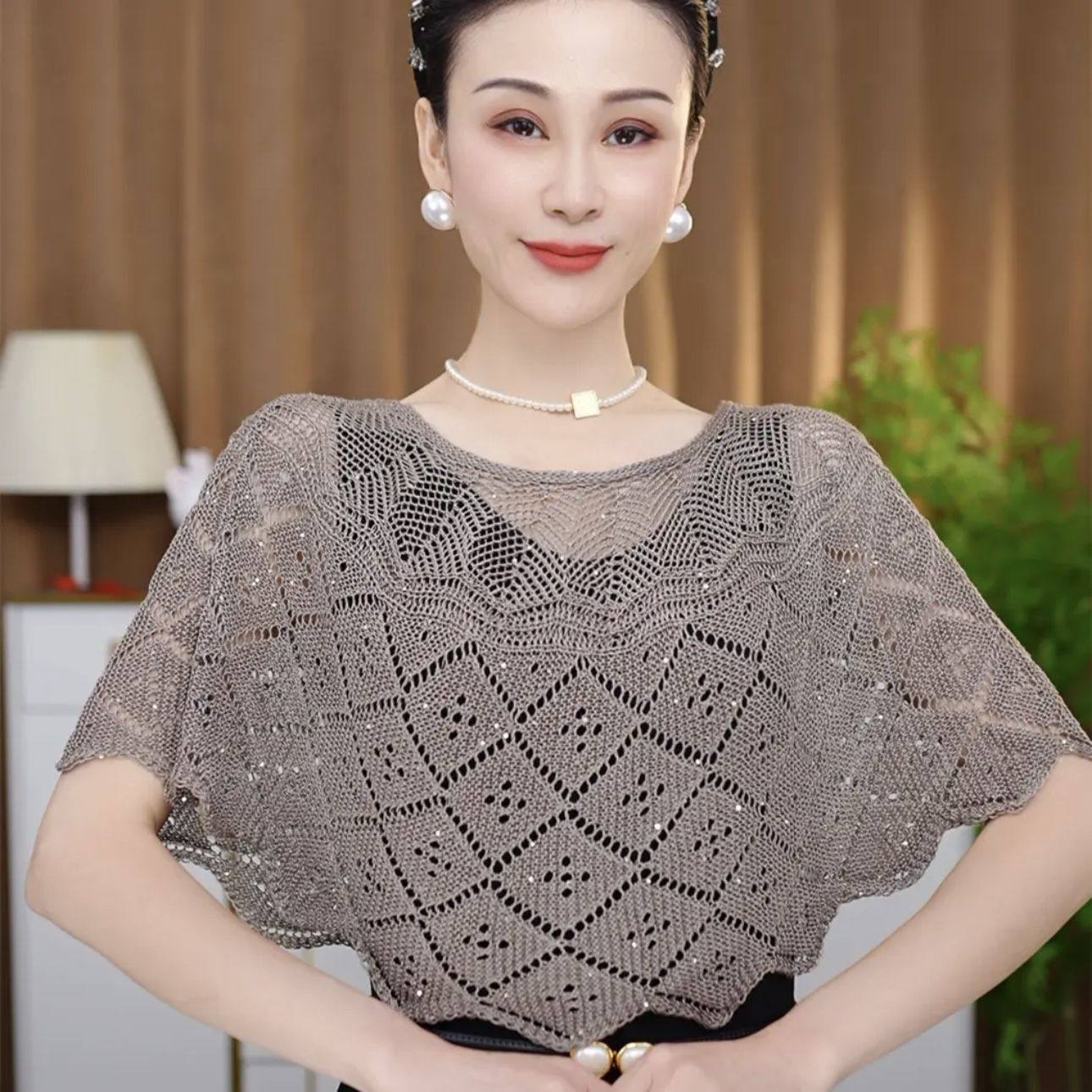 【送胸针】防晒贵妇披肩针织披肩套头时尚新款空调罩衫夏季薄外搭
