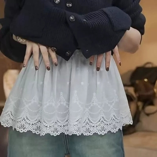 大码胖mm蕾丝小屁帘打底半身裙女秋冬新款松紧腰防走光叠穿短裙子