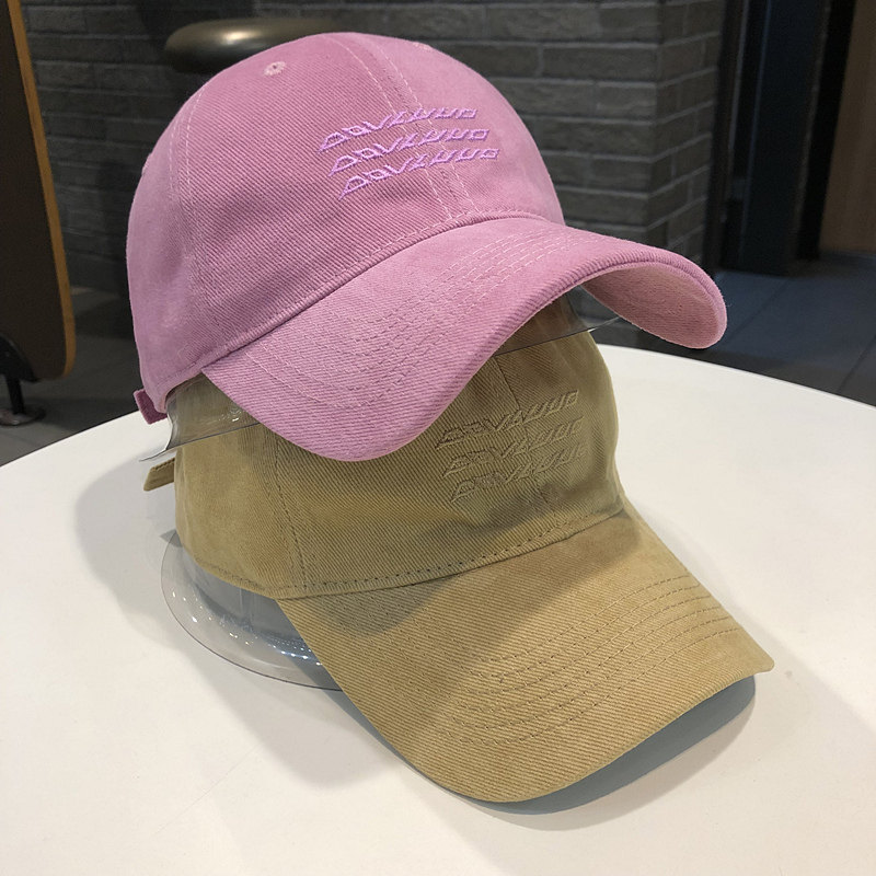 棒球帽女chic春夏季韩版三排字符磨毛弯檐帽街头学生情侣百搭出游