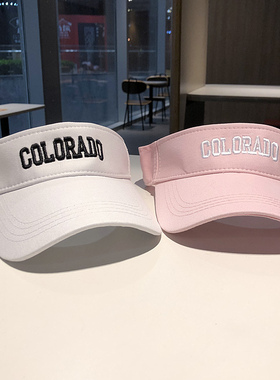夏季空顶防晒鸭舌帽女韩版字母COLORA百搭学生情侣户外运动遮阳帽