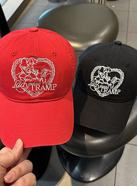 爱心TRAMP刺绣字母百搭韩版棒球帽街头时尚青年男女遮阳弯檐帽潮