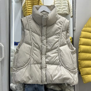 背心外搭欧货马甲90白鸭绒羽绒服 立领羽绒马甲女短款 2025新款 时尚
