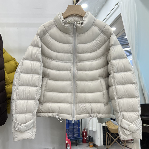 立领短款排骨羽绒服女90白鸭绒