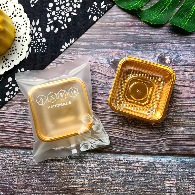 新款加厚80克蛋黄酥包装袋75克郁金香花月饼包装袋磨砂哑光饼干袋