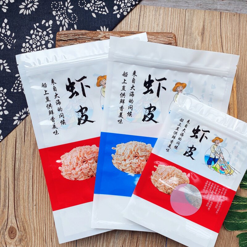 100克野生海米虾皮包装袋海产品干货包装袋500克虾皮自封包装袋子图片