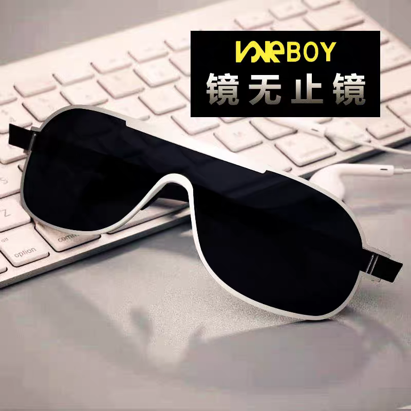 新款摩托彩色太阳镜潮智能变色眼镜连体墨镜宽脸开机车偏光镜