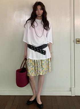 LILUSHOP2025夏季新品百搭时尚百褶裙碎花半身裙女宽松中长款裙子