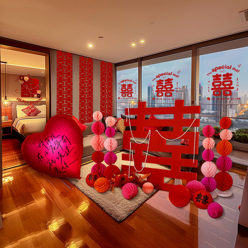 酒店专用婚房布置套装结婚装饰婚礼全套新房客厅出嫁房间女方卧室