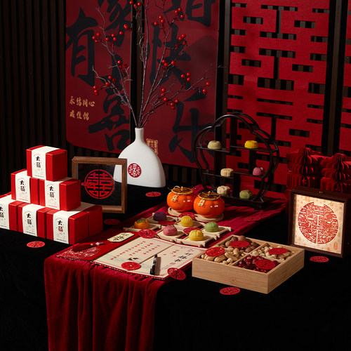 订婚宴摆台布置可乐小摆件桌面女方家里装饰八件全套拍照道具物件