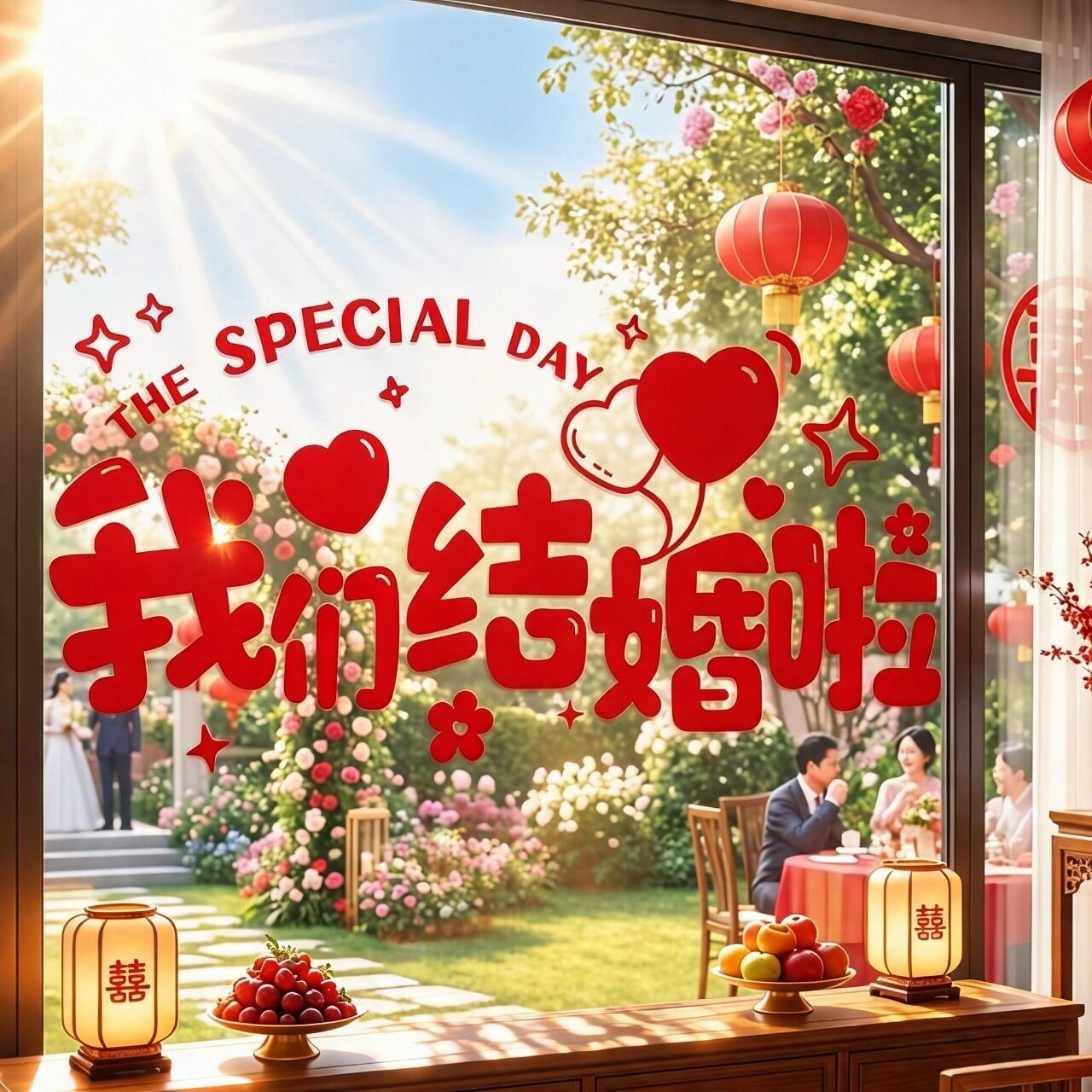喜字静电贴婚房布置结婚专用婚礼玻璃窗户贴纸囍字窗花装饰客厅