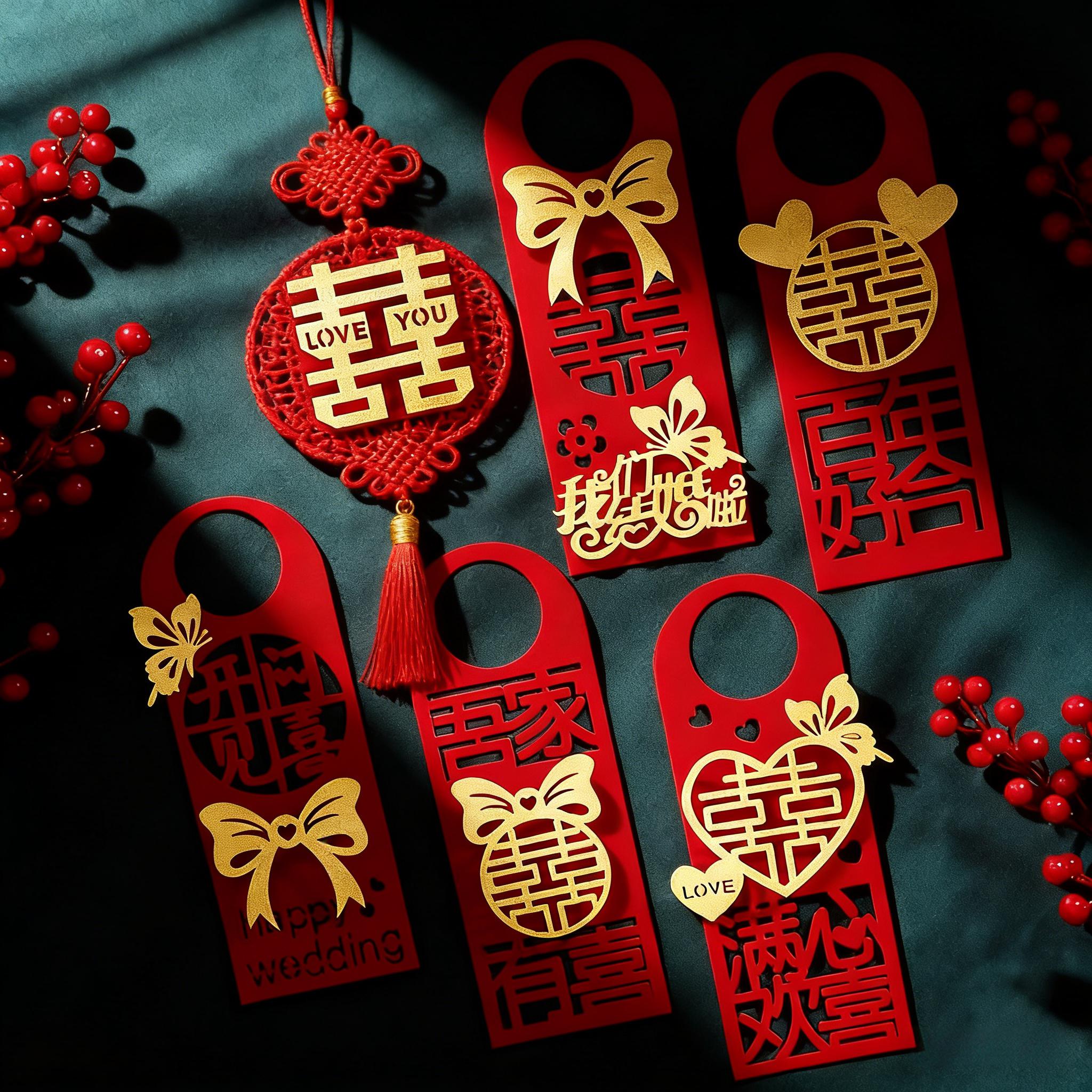 结婚门把手挂件装饰婚房布置图片