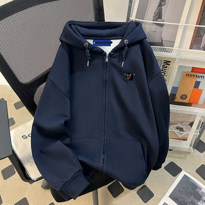 潮牌痞帅高街加绒连帽卫衣男生