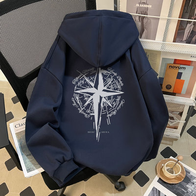 重磅纯棉连帽卫衣男春秋款加绒