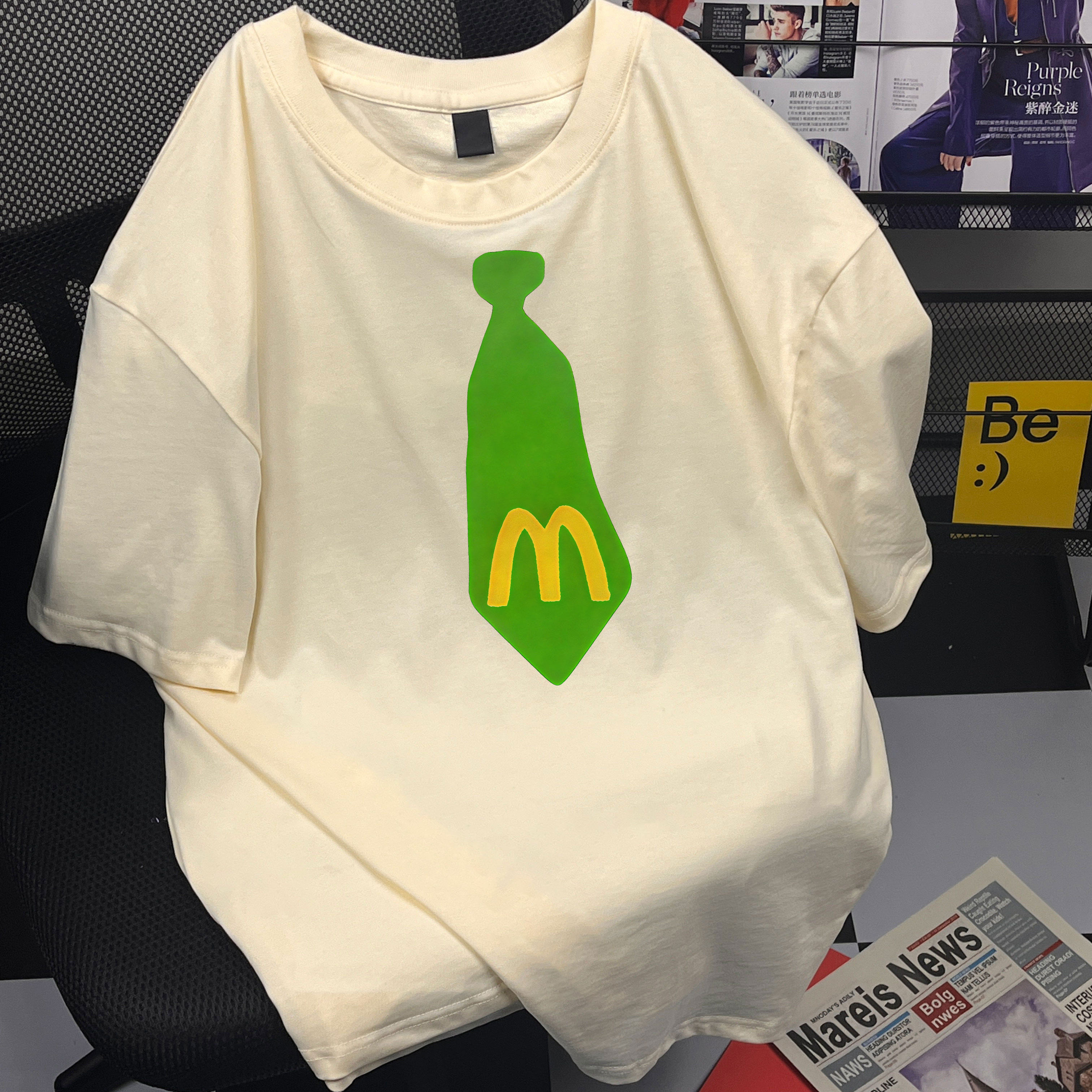 情侣新款款休闲纯棉上衣圆领短袖男生T恤春款透气宽松休闲上衣ins