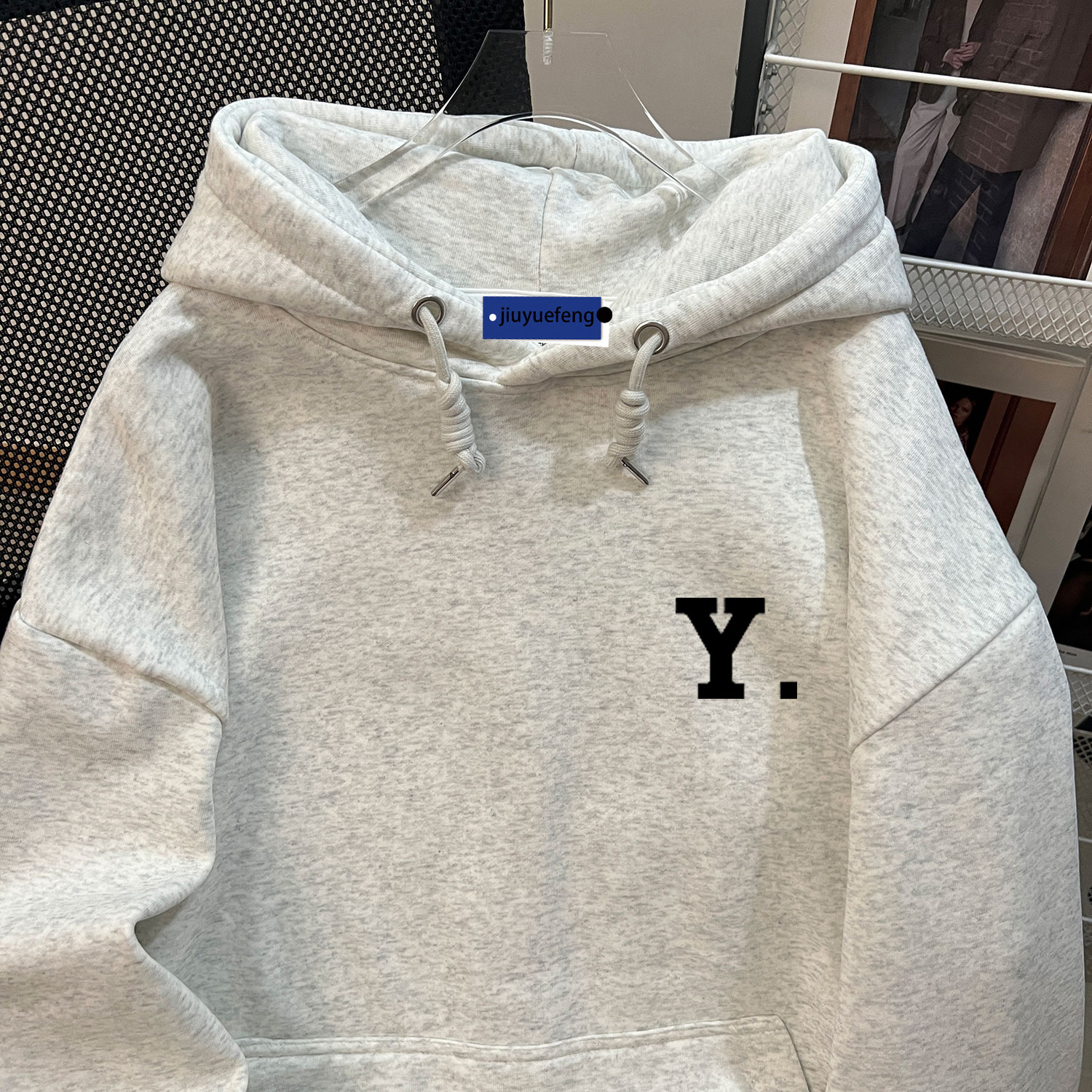 连帽卫衣男女秋冬季加绒加厚百搭款潮牌字母印花学生外套上衣服男