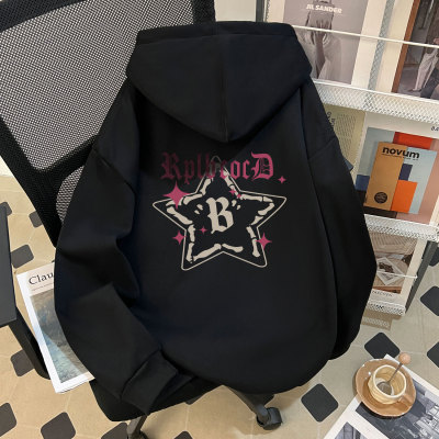 美式潮牌纯棉连帽卫衣重磅情侣男