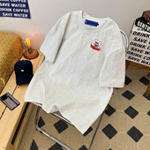 日系小新短袖 上衣服 宽松220G重磅纯棉小众ins情侣半袖 T恤男款 夏季