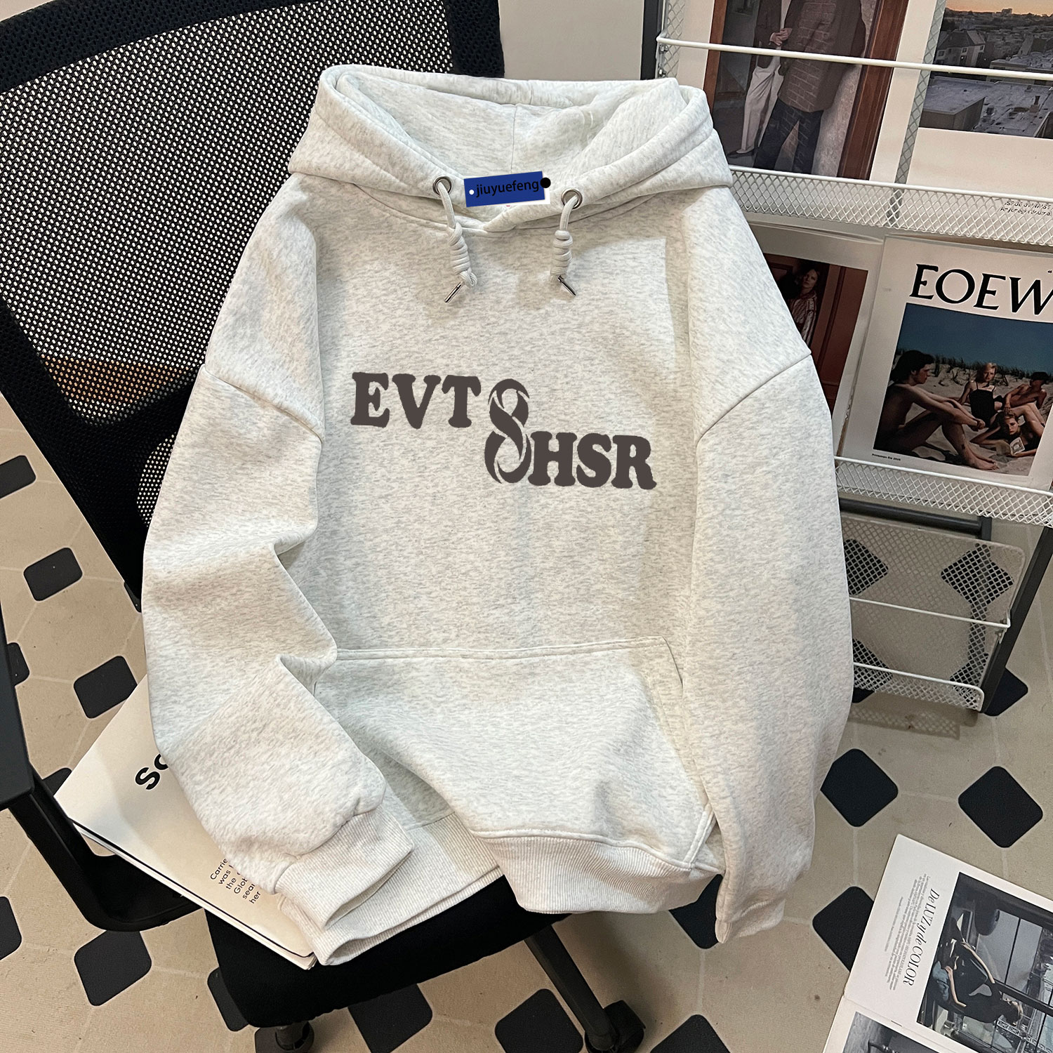 美式重磅潮流连帽卫衣男款印花