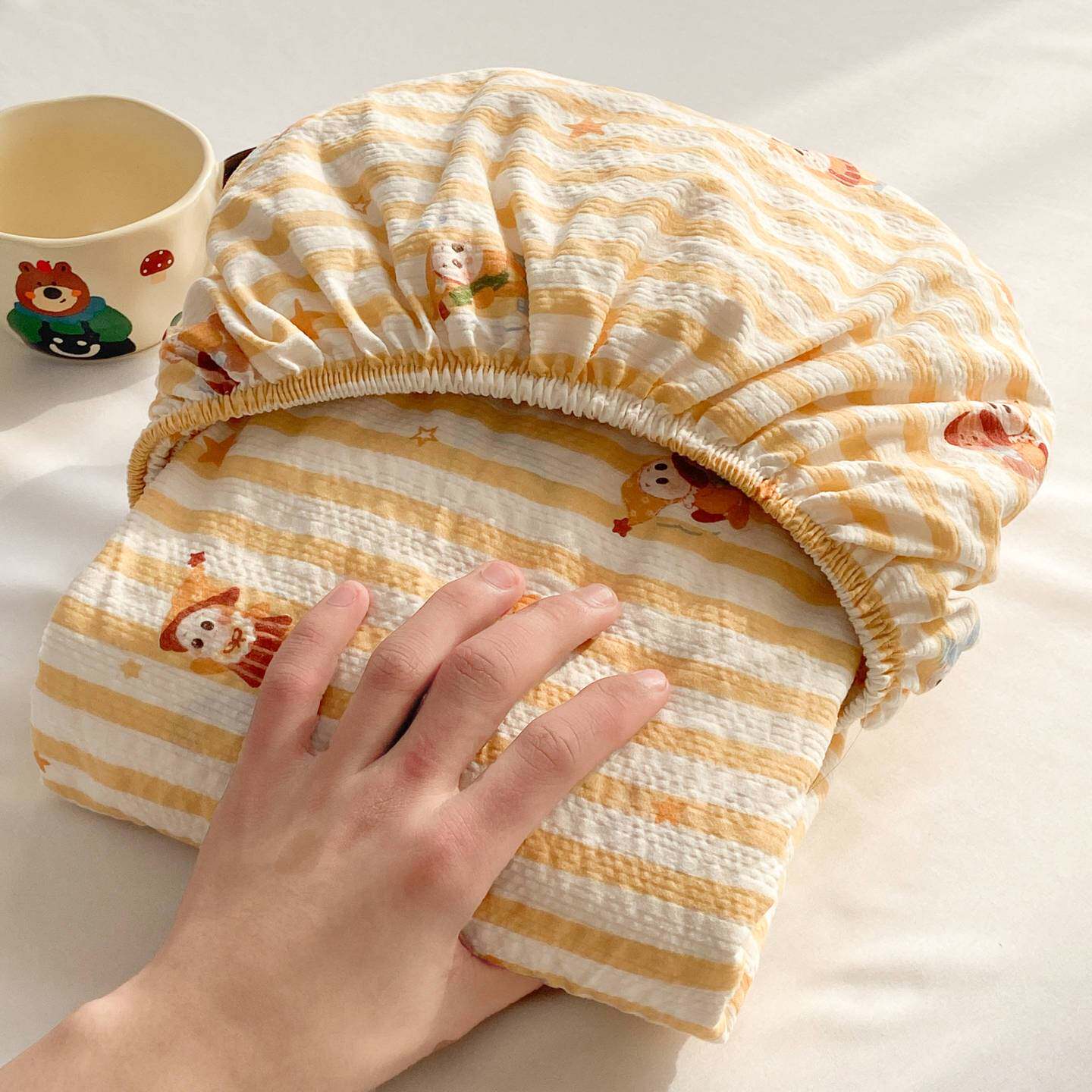 卡通星星人可爱泡芙纱床笠单件席梦思床垫保护套防滑床单罩三件套