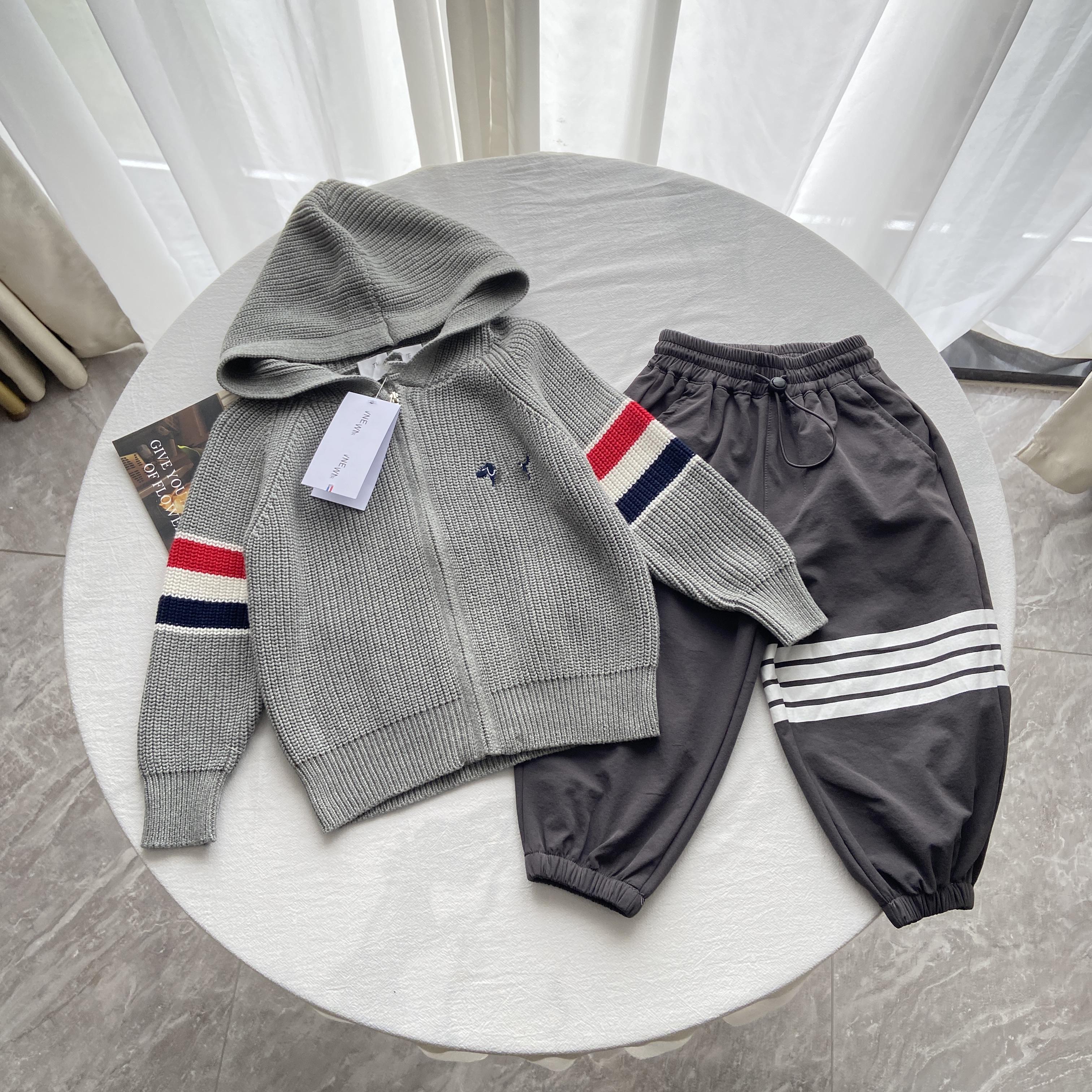 棉套装男童毛衣套装秋冬3件套