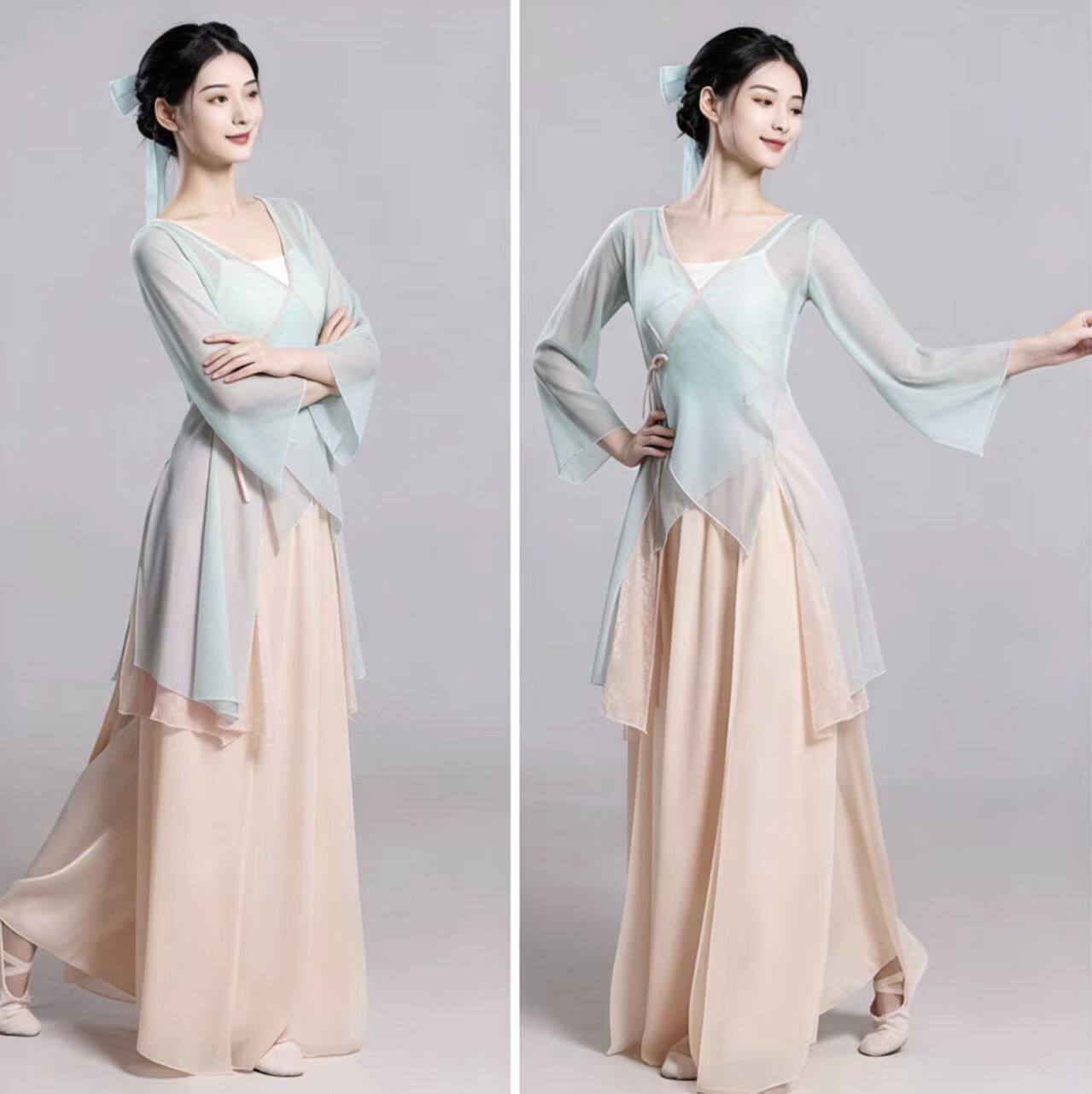 古典舞蹈服女飘逸练功服中国风艺考服装身韵纱衣中国舞演出服套装