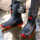 男款 防水雨鞋 中筒加绒加厚防滑雨靴钓鱼专用胶鞋 汐鲤厚底水鞋 套鞋