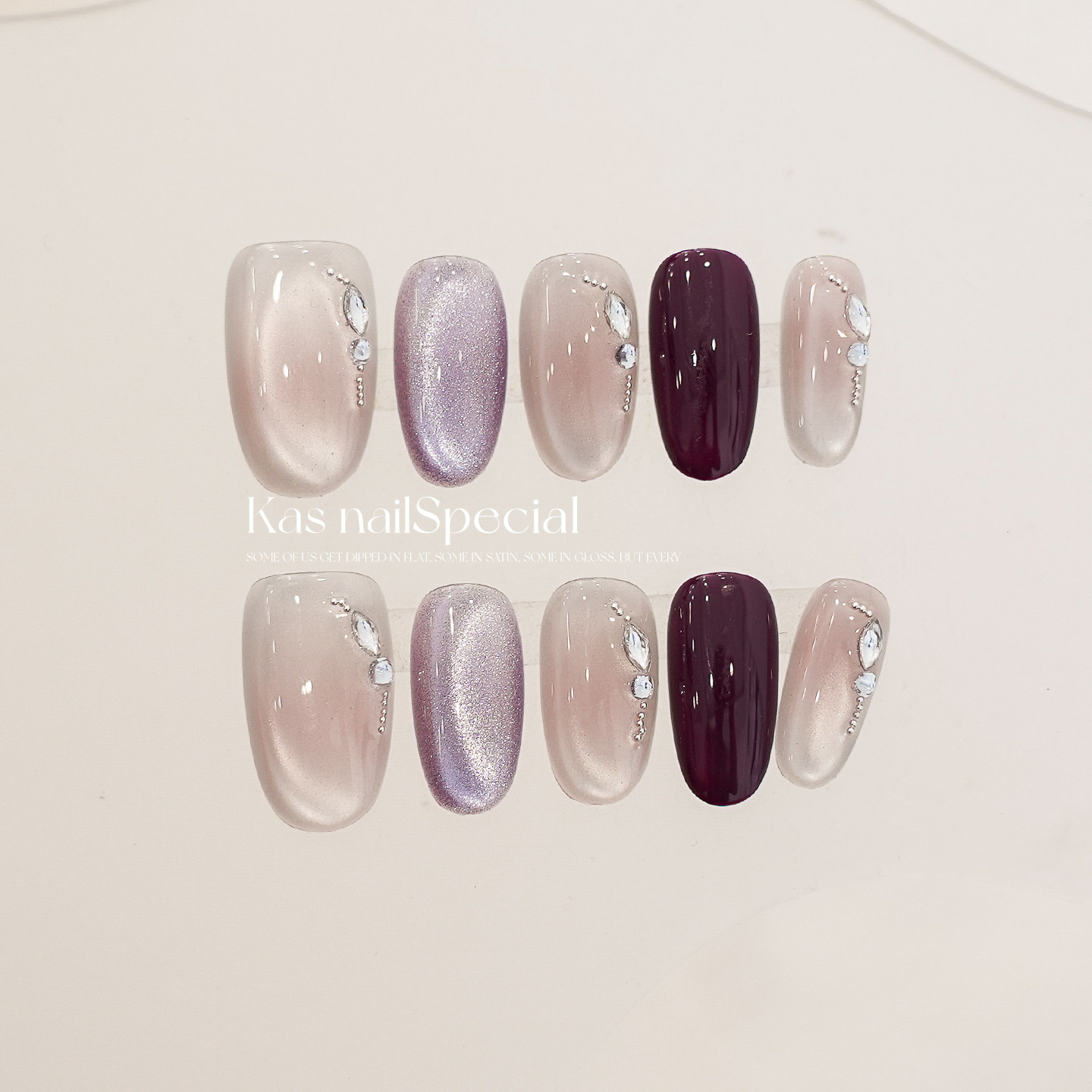 「酒渍玫瑰」纯手工深紫猫眼渐变闪粉甲片美甲2025年新款穿戴甲,彩妆/香水/美妆工具,穿戴甲/甲片,淘宝优惠券,粉丝福利购,淘宝优惠卷