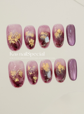 「夜色信笺」纯手工法式渐变温柔显白秋冬美甲2025年新款穿戴甲