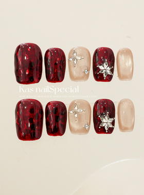 「人间富贵」招财转运红色猫眼穿戴甲重工镶钻本命年纯手工成品