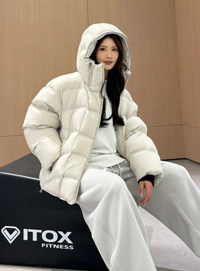 90白鸭绒！300g鸭绒高端泡芙零下可穿连帽面包服保暖羽绒服5868
