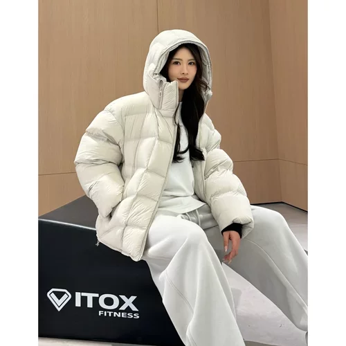 90白鸭绒！300g鸭绒高端泡芙零下可穿连帽面包服保暖羽绒服5868