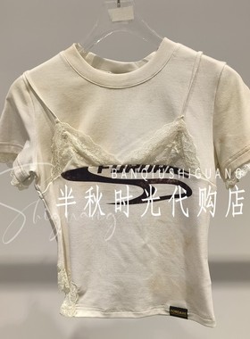 FORDARE福蝶正品2026春夏季2610T18356原899蕾丝解构拼接运动短袖