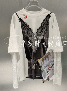 FORDARE福蝶正品2026春夏季2610T13367印花假两件T恤 原1099