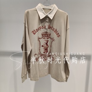 UY26152T146197-1599 UOOYAA乌丫2026春款古典小熊徽章POLO领T恤