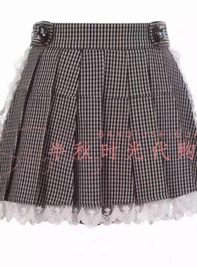 （小魔女）LF26C41SS132原1795LeFame拉飞姆26春装蕾丝格纹百褶裙