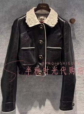 （小魔女）LF25Q51FC333原3295翻领皮外套 Lefa拉姆25秋5专柜正品