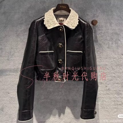 （小魔女）LF25Q51FC333原3295翻领皮外套 Lefa拉姆25秋5专柜正品