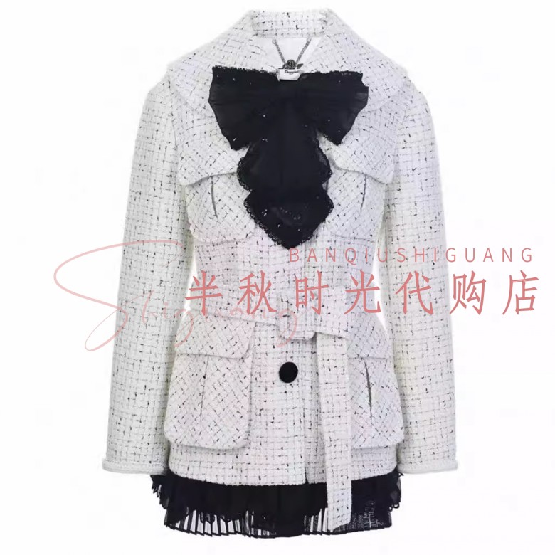 （小魔女）LF26C01SC236原3895LeFe拉**飞姆26春装蝴蝶结绣花外套