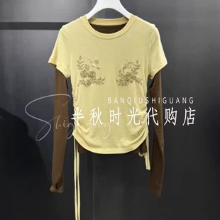 特价(小魔女)UY25442T105148原1799UOOYAA乌丫25冬季刺绣假两件