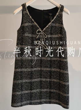 (小魔女)XRC7L02B原3380卡洛琳双皇冠正品25冬蝴蝶结格纹连衣裙