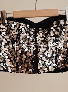 （小魔女）XRV7N01B原488 艾AIV专柜正品25冬珠片亮片抹胸上衣