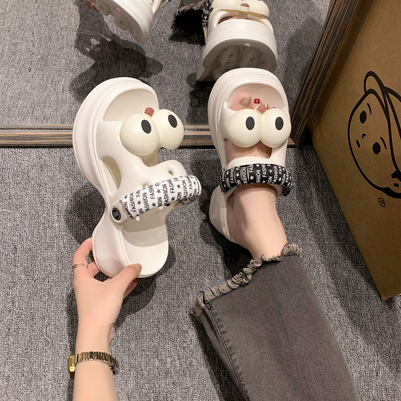 可爱干瞪眼女凉鞋厚底防水台