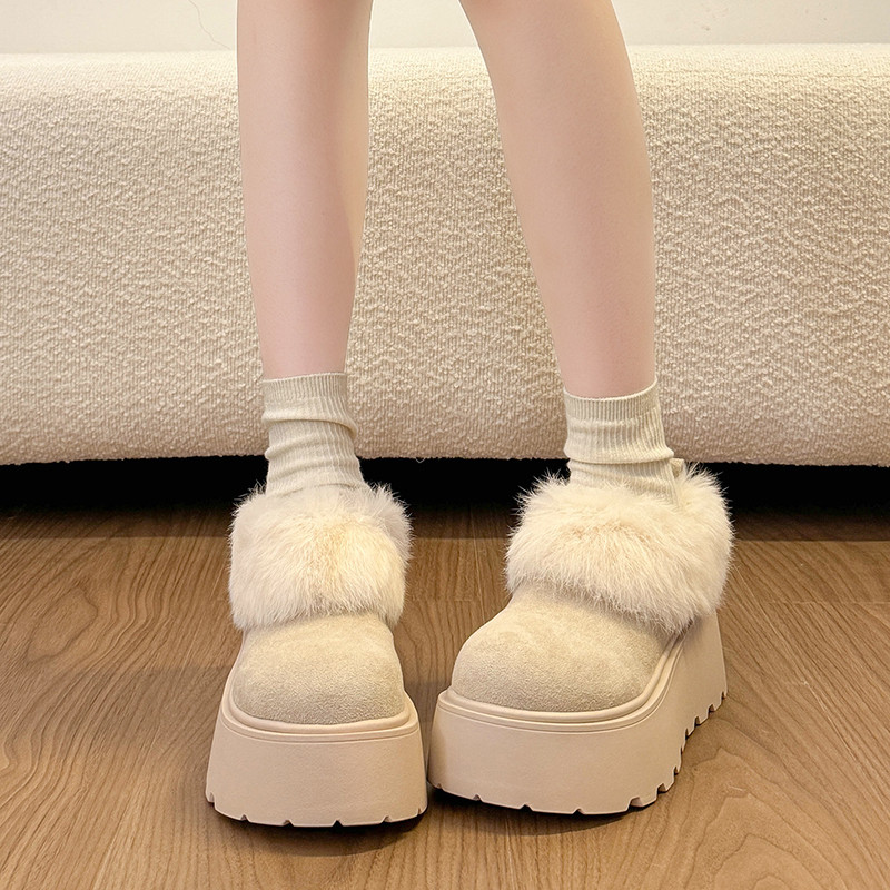 厚底增高加绒白色雪地靴勃肯鞋毛毛鞋女2025新款冬季小个子乐福鞋,女鞋,时尚雪地靴,淘宝优惠券,粉丝福利购,淘宝优惠卷