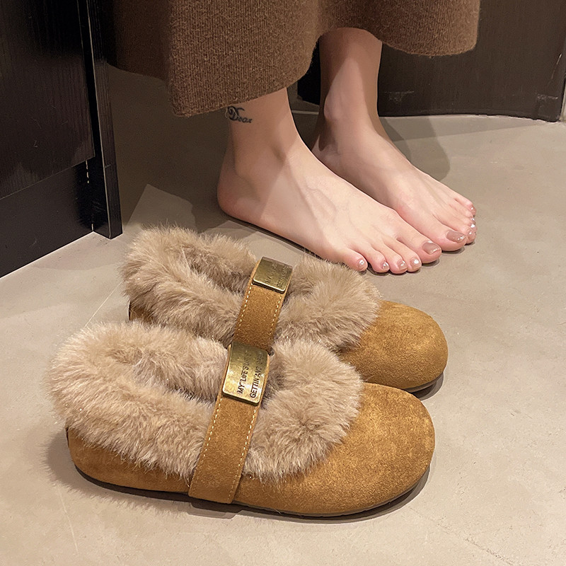 一脚蹬内增高玛丽珍毛毛鞋子女秋冬加绒保暖2025新款豆豆棉鞋外穿,女鞋,棉鞋,淘宝优惠券,粉丝福利购,淘宝优惠卷