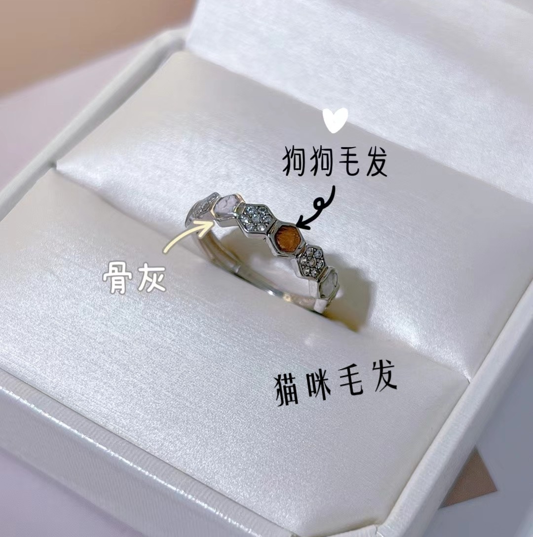 高端定制 狗狗 猫咪 乳牙 毛发 宝宝头发 定制个性少女纯戒指